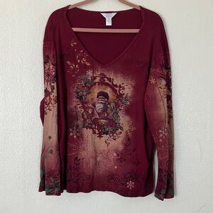 VTG Christopher & Banks Christmas Holiday Top, 2X